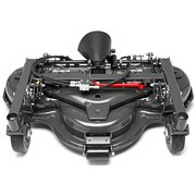 Front view of the optional Husqvarna 132X Combi cutting deck compatible with the Husqvarna P520DX ride-on mower