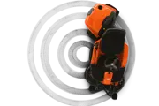 Husqvarna Rider R112C ride-on mower in service and storage position with raised front section