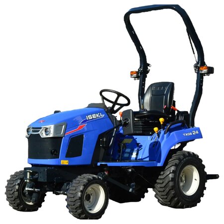 Iseki TXGS24 23hp sub-compact diesel tractor with 4WD and ROPS on white background