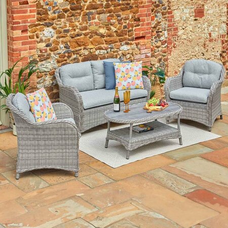 St TROPEZ Stone lounge set set5 with drinks on table