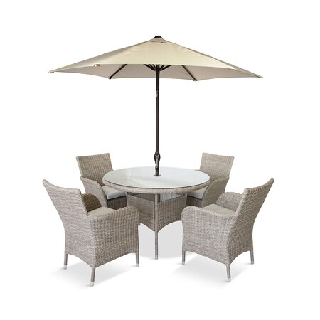 LeisureGrow - Monte Carlo Sand 4-seat Dining Set with 2.5M Parasol - MCSA/SET2 - image 1