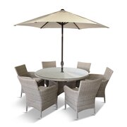 LeisureGrow - Monte Carlo Sand 6-seat Dining Set With 3M Parasol - MSTO/SET3 - image 1