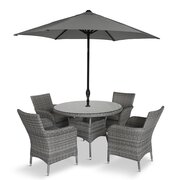 LeisureGrow - Monte Carlo Stone 4-seat Dining Set with 2.5M Parasol - MSTO/SET2 - image 1