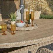 LG St Tropez Sand 8 Seat Garden Dining Set & 3m Parasol close up of table and lazy susan