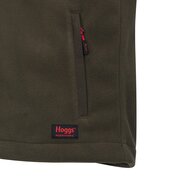 Close-up of zipped chest pocket and Hoggs Professional branding on the Green King II men’s waterproof gilet.