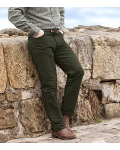 Mens moleskin jeans dark olive 36