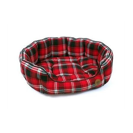 Petface Red Tartan Check Oval Bed Small