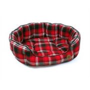 Petface Red Tartan Check Oval Bed Small