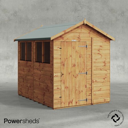 Powersheds 8x6ft Power Apex Wooden Shed with Windows (86PA)