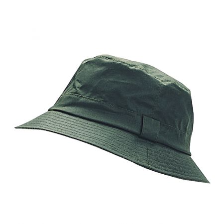 Waxed bush hat dark olive Large