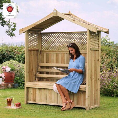 Hampshire Arbour with Storage Box with lady sat reading