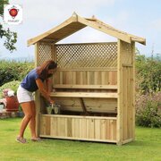 Hampshire Arbour with Storage Box with lady looking into storage section
