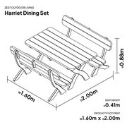 Harriet 6 Seater Dining Set  dimensions