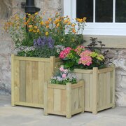 Zest Wooden planters with all three wooden planters together
