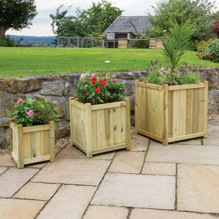 Zest Wooden planters with all three wooden planters seperarted