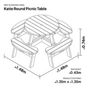 Katie Round Picnic Table dimensions