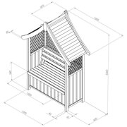 Norfolk Arbour with Storage Box dimensions