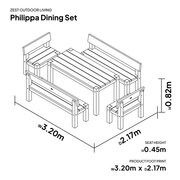 Philippa Dining Set dimensions