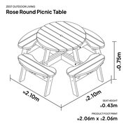 Rose Round Picnic Table dimensions