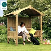 Burghley Garden Arbour - woman with dog